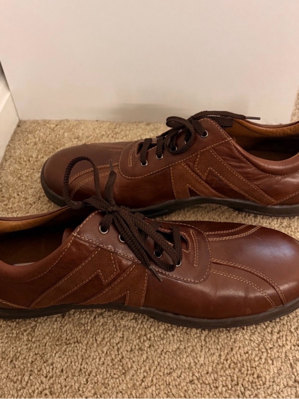 Steve Madden Brown Leather Lace-Up Slip-On Sneakers